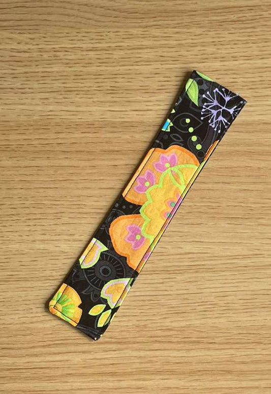 Black & Paisley Floral Bookmark - Orange Flower