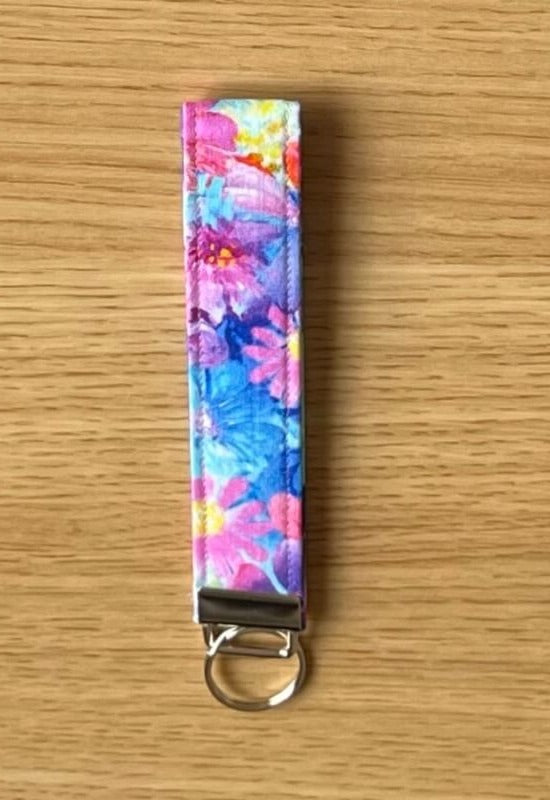 Fuchsia Blossom wristlet keychain