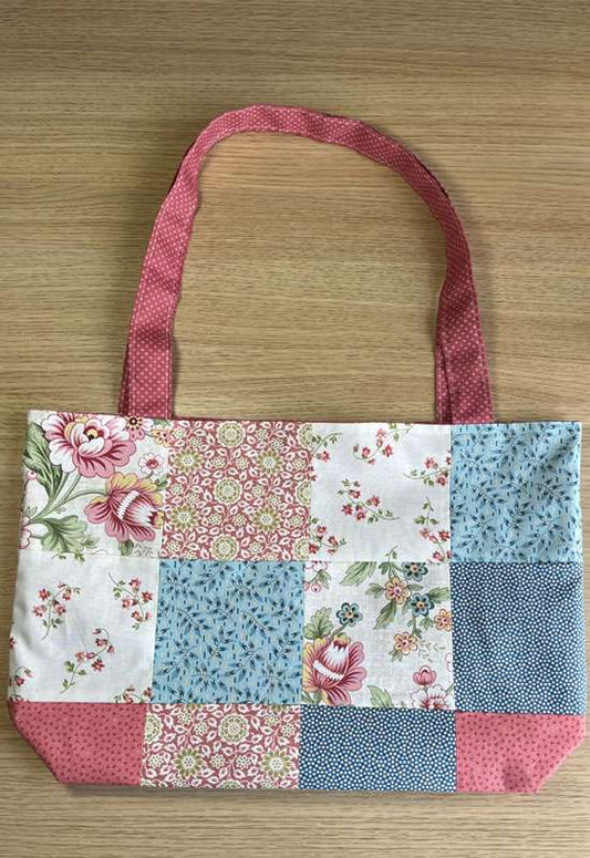 Pink, Blue, & Cream Patchwork Tote