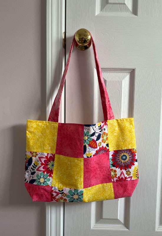 Floral Print Patchwork Tote w/ Matching Wristlet Keychain