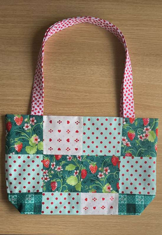 Strawberries and Polka Dots Patchwork Tote