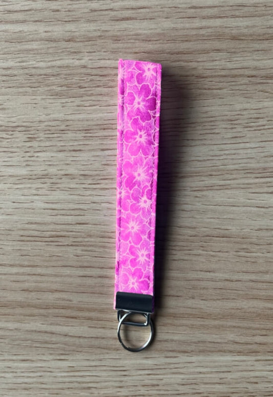 Magenta Floral wristlet keychain