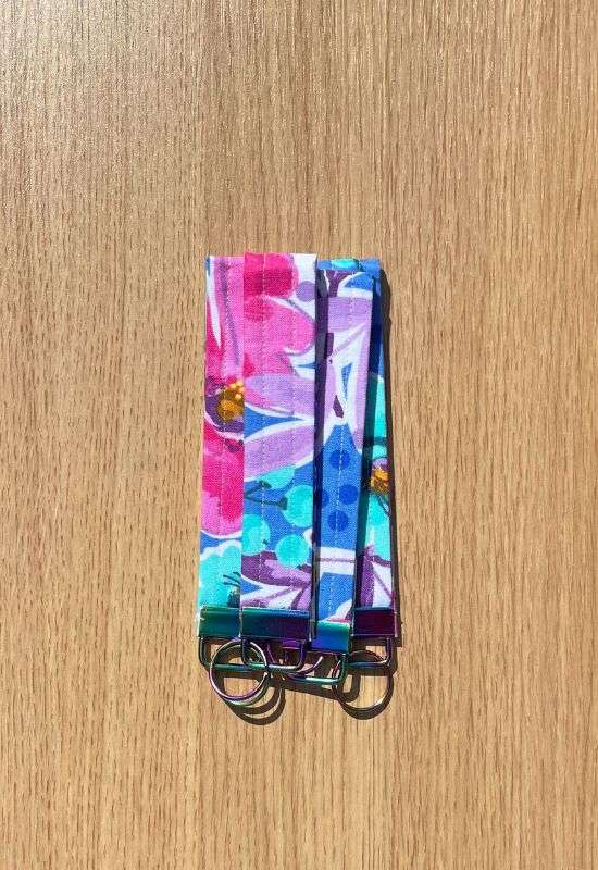 Periwinkle with Floral Print Wristlet Keychain