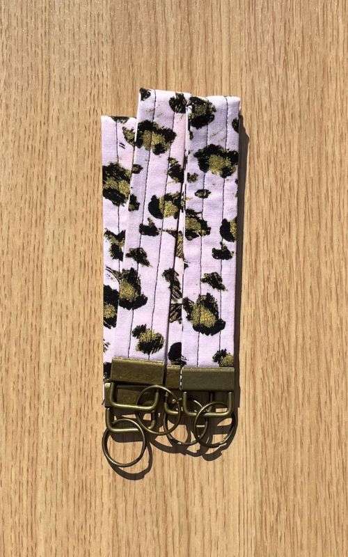 Pale Pink w/ Cheetah Print Wristlet Keychain