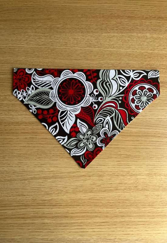 Red, White, and Black Floral dog bandana