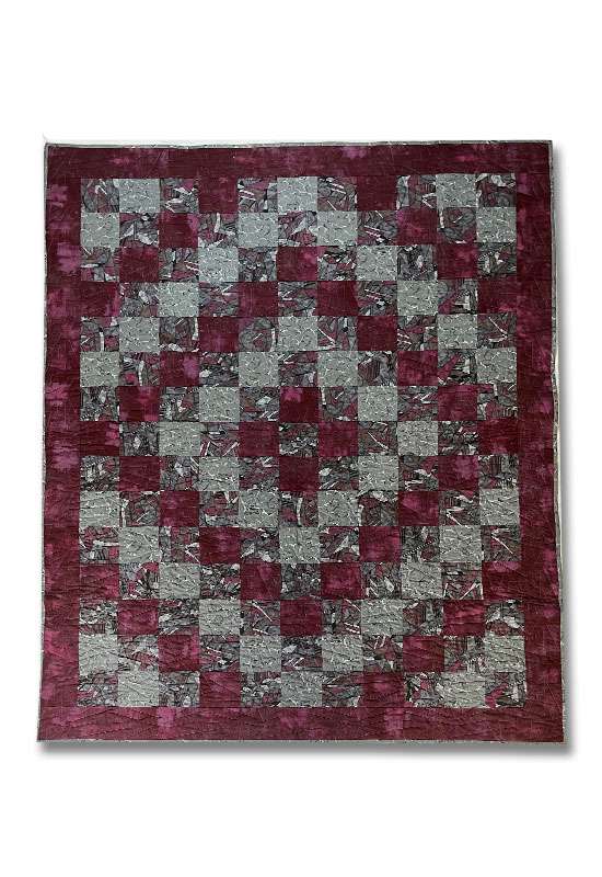 Burgundy & Grey Around the World Quilt