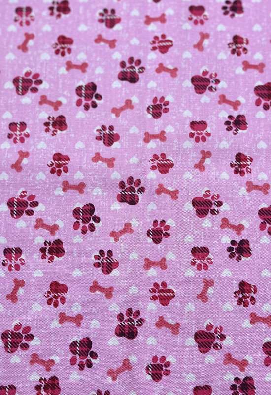 Dog Bones & Paw Prints Dog Bandana - Pink