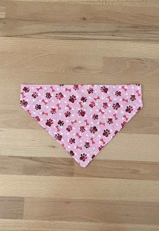 Dog Bones & Paw Prints Dog Bandana - Pink