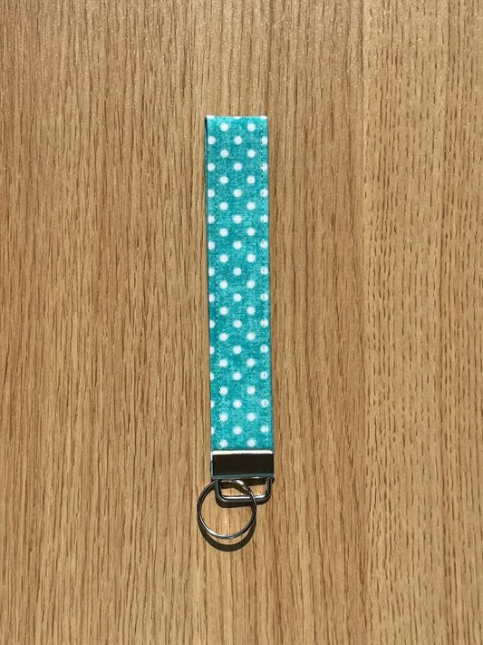 Turquoise Polka Dot Wristlet Keychain