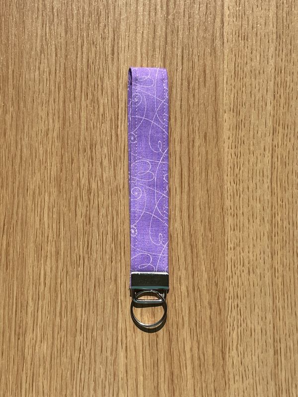 Lavender Hearts Doodle Wristlet Keychain