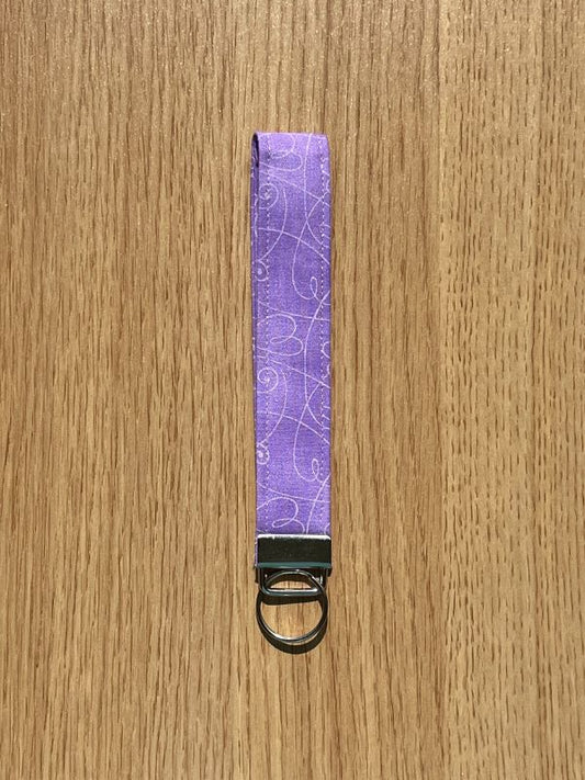 Lavender Hearts Doodle Wristlet Keychain