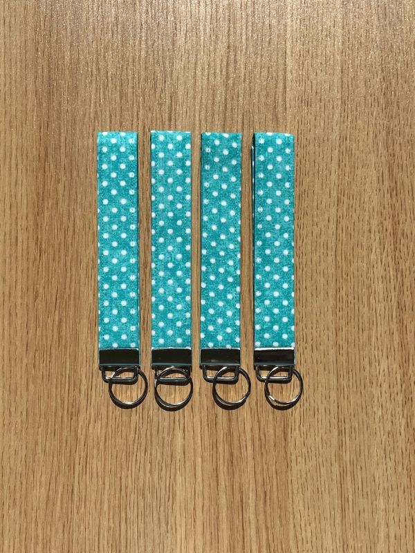 Turquoise Polka Dot Wristlet Keychain