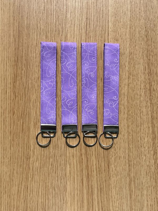 Lavender Hearts Doodle Wristlet Keychain