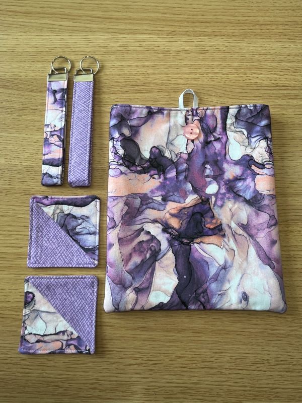 Purple Crosshatch Wristlet Keychain