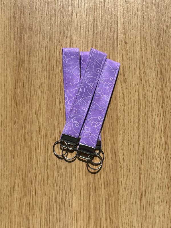 Lavender Hearts Doodle Wristlet Keychain