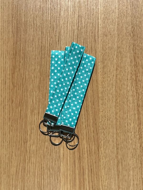Turquoise Polka Dot Wristlet Keychain