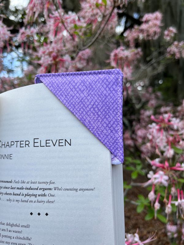 Purple Crosshatch Corner Bookmark