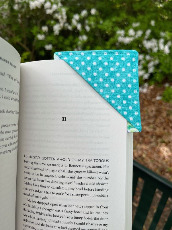 Turquoise Polka Dot Corner Bookmark