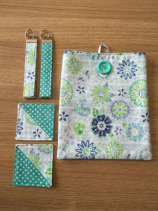 Turquoise Polka Dot Wristlet Keychain