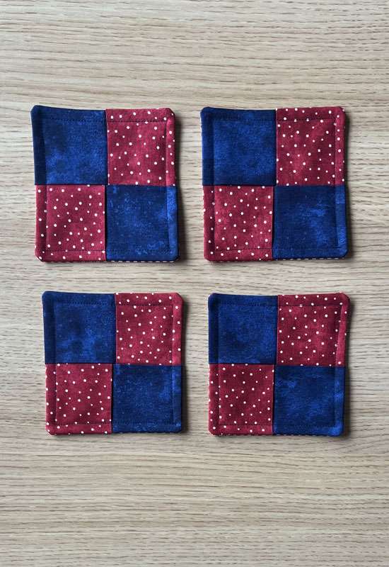 Red, White Dot, & Blue Coaster Set