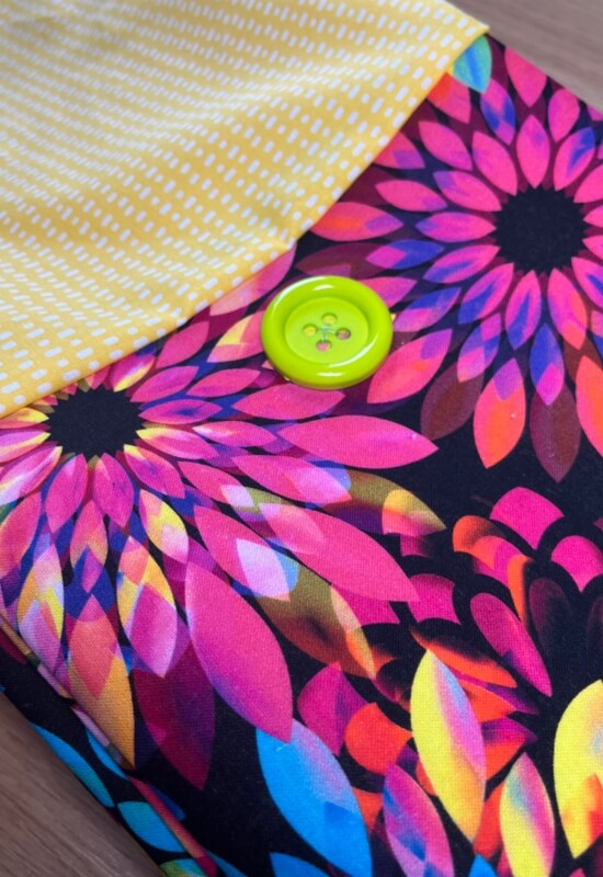 Kaleidoscope Dream Book Sleeve w/ Lime Green Button