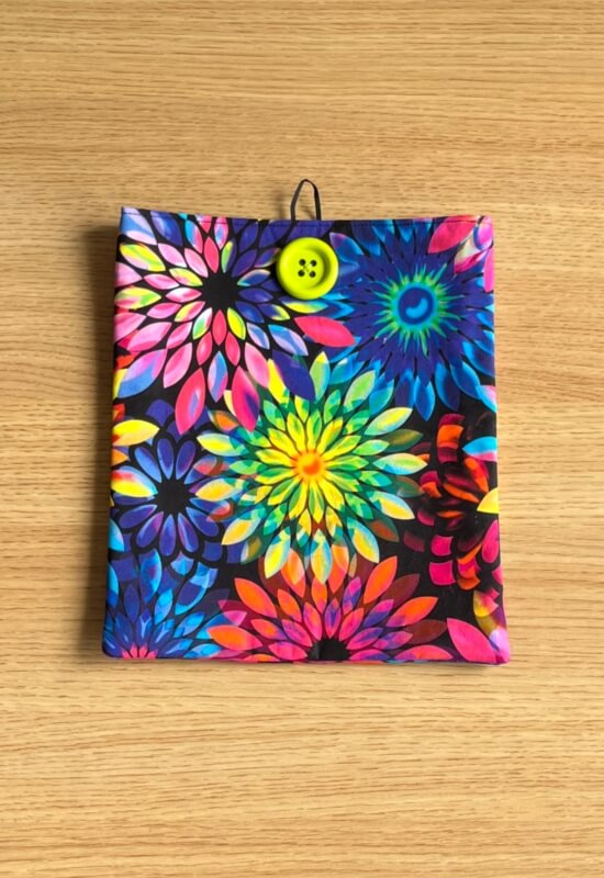 Kaleidoscope Dream Book Sleeve w/ Lime Green Button