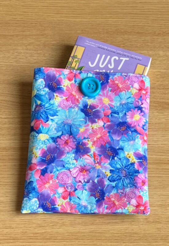 Fuchsia Bloom Book Sleeve w/ Turquoise Button