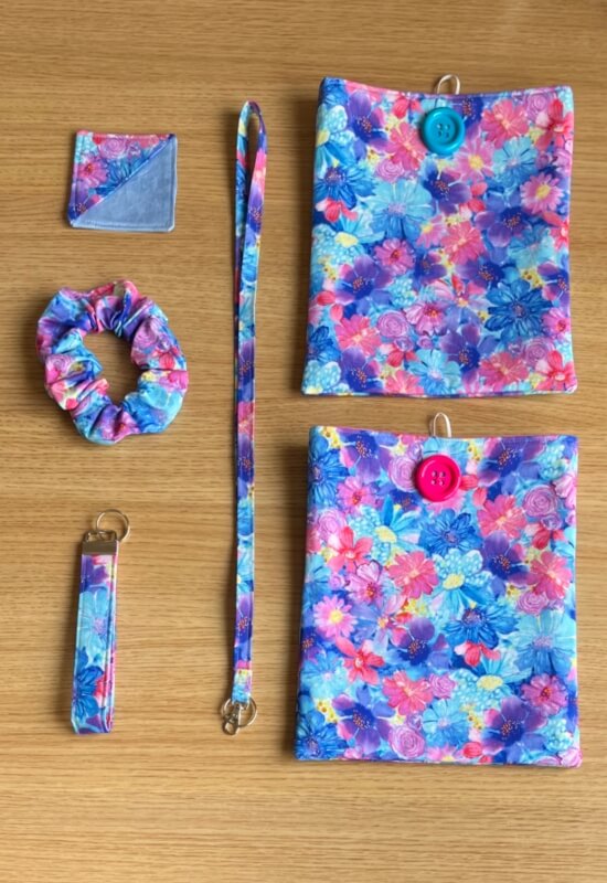 Fuchsia Bloom Book Sleeve w/ Turquoise Button