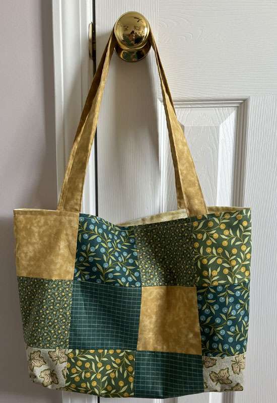 Green, Gold, & Dark Blue Patchwork Tote