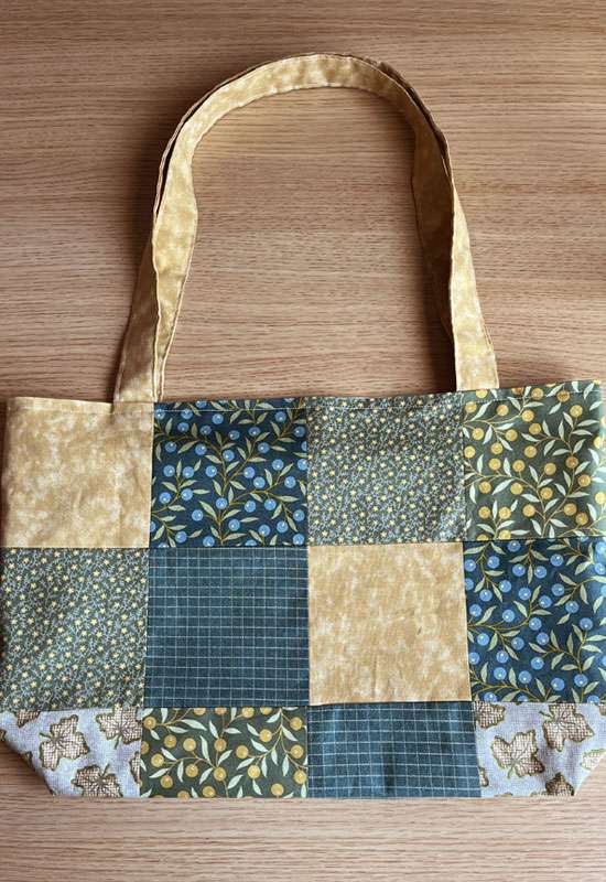 Green, Gold, & Dark Blue Patchwork Tote