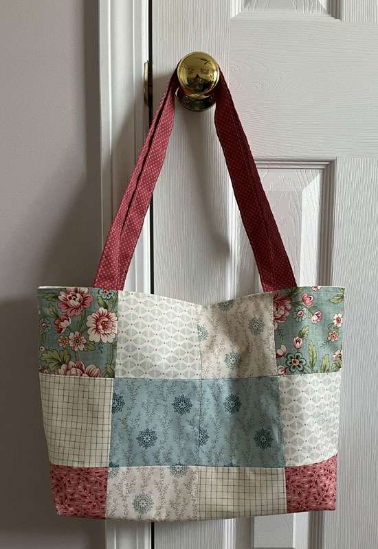 Ivory, Pink, & Blue Patchwork Tote