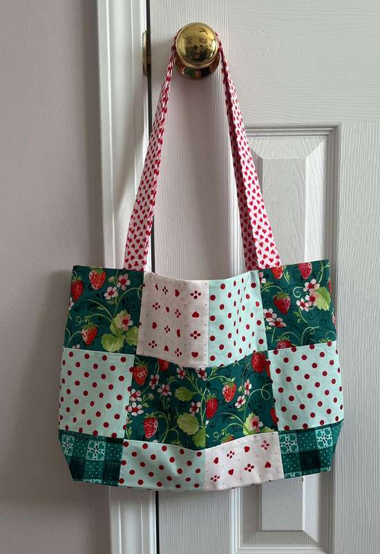 Strawberries and Polka Dots Patchwork Tote