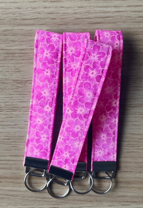 Magenta Floral Wristlet Keychain