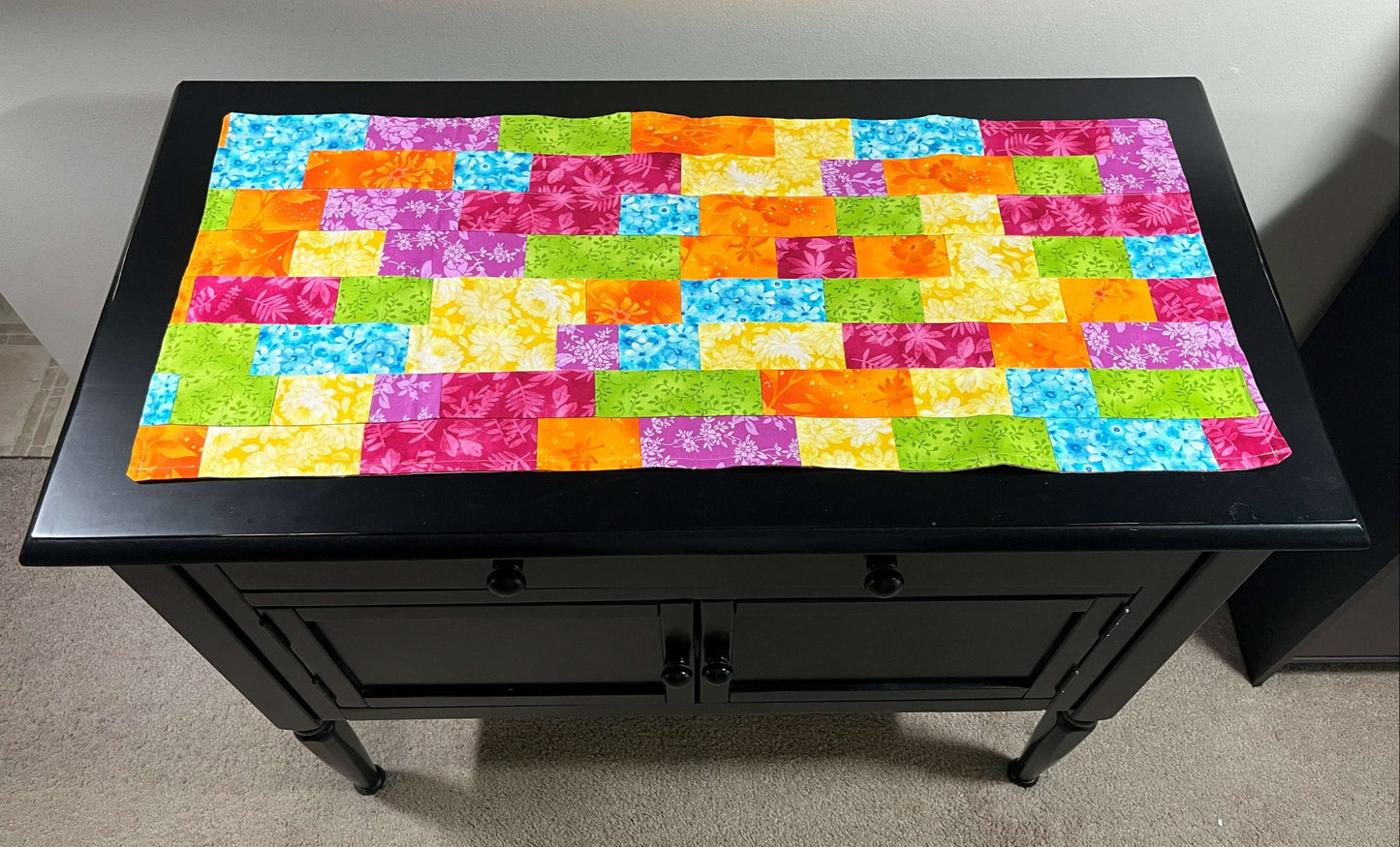 Rainbow Colored Patchwork Table Runner