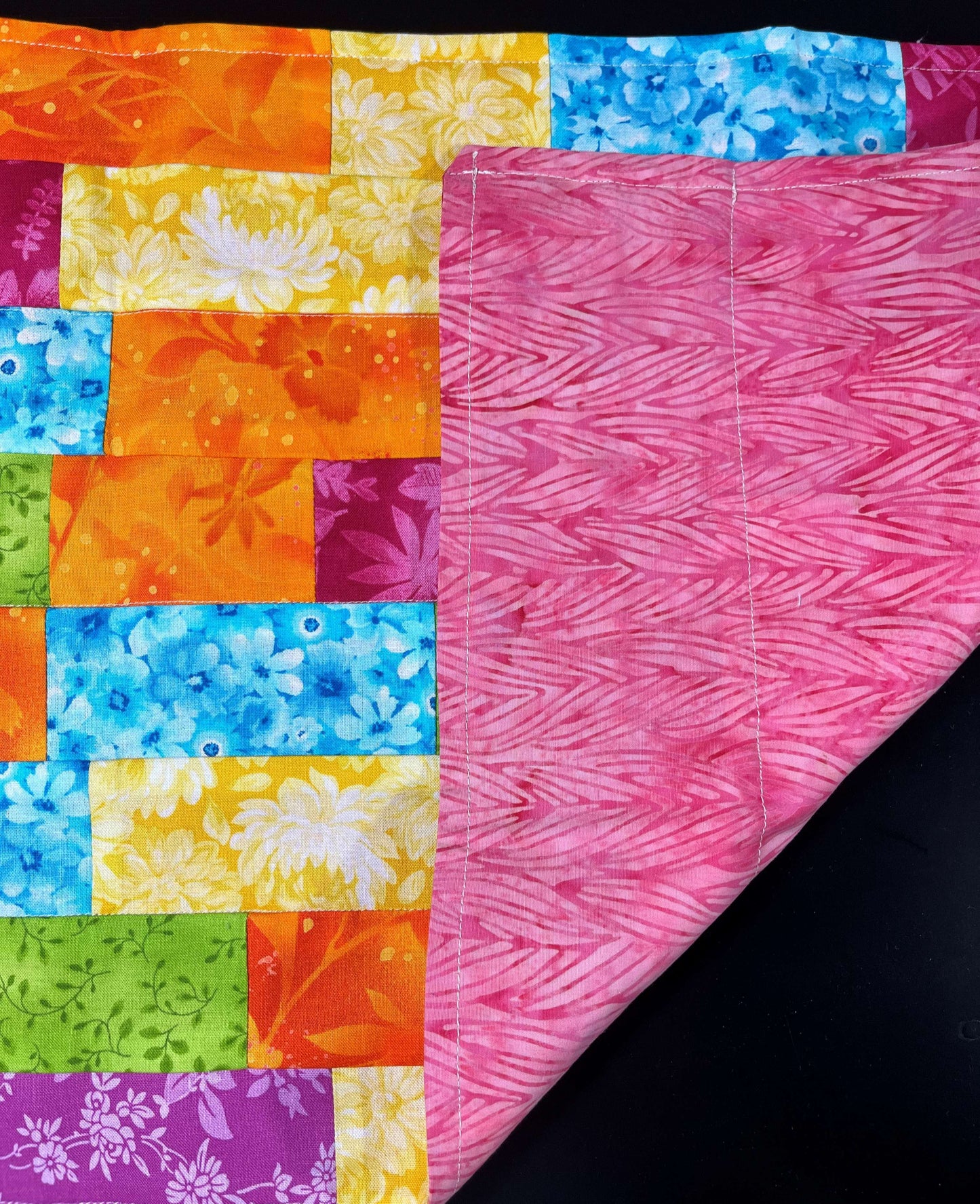 Rainbow Colored Patchwork Table Runner