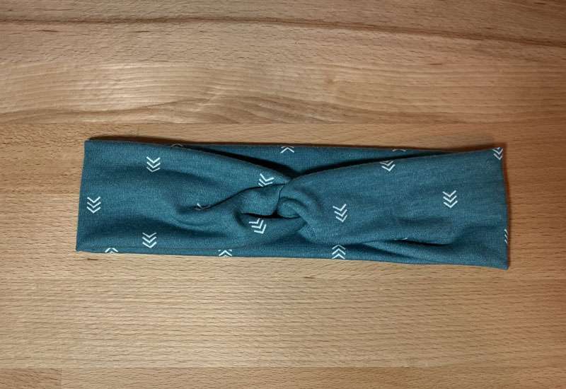 Green Blue with Arrows Twist Knot Knit Headband