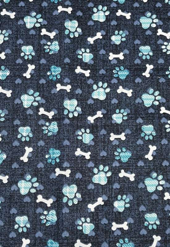 Dog Bones & Paw Prints Dog Bandana - Blue