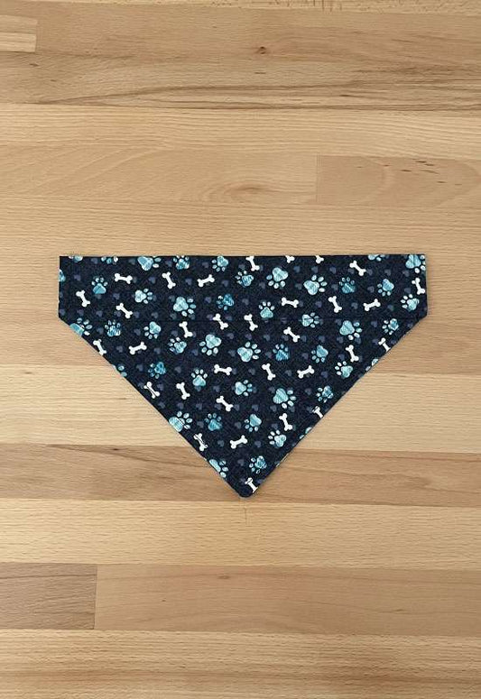 Dog Bones & Paw Prints Dog Bandana - Blue