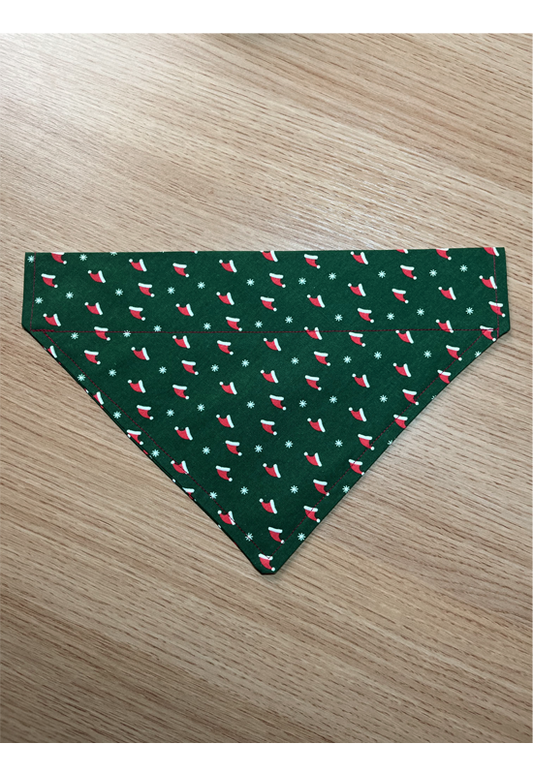 Santa Hats Dark Green Dog Bandana