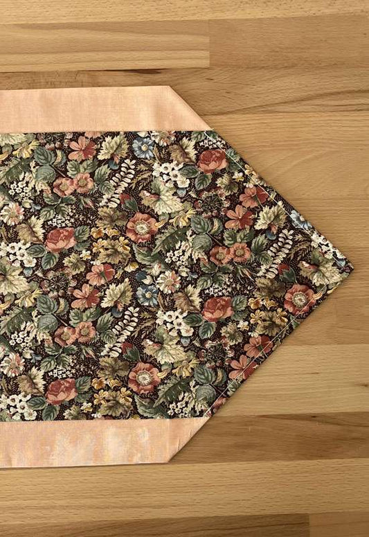 Brown Floral with Peach Border Table Runner