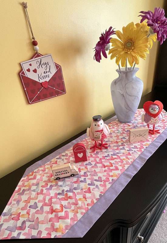 Watercolor Hearts Table Runner