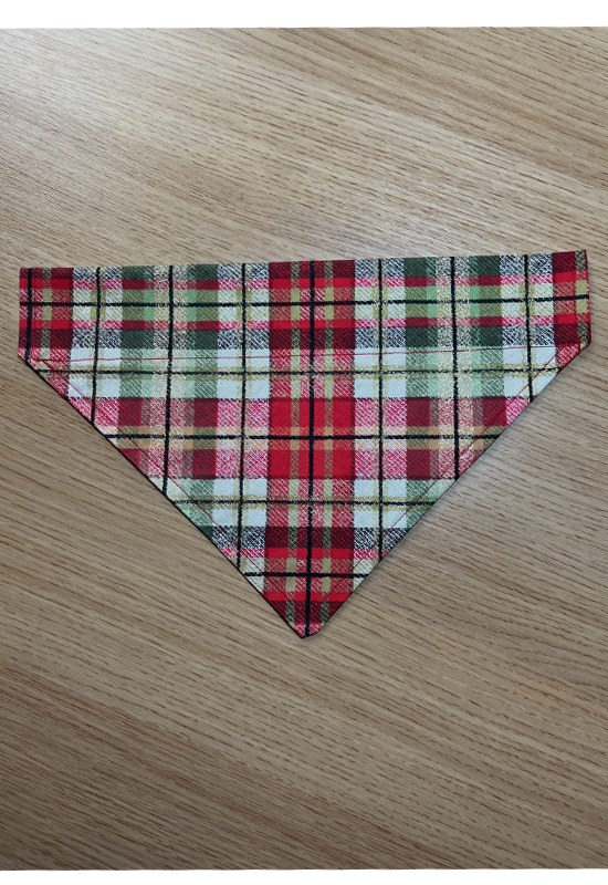 Red & Gold Plaid Dog Bandana